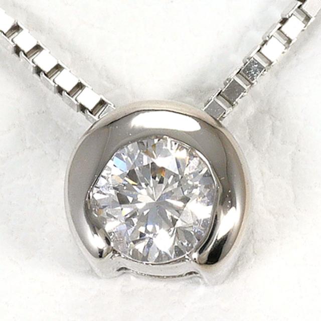 K14 14金 WG ホワイトゴールド ネックレス ダイヤ 0.18ct 総重量約1.9g 約40cm ジュエリー 中古