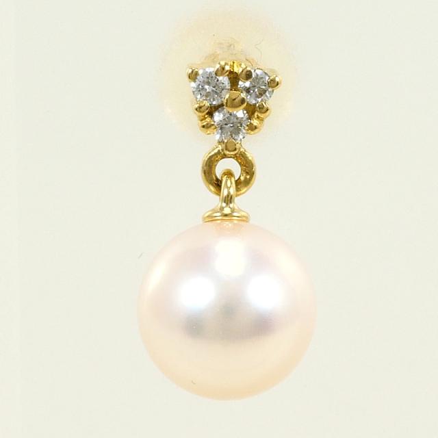 K18 18金 YG イエローゴールド ピアス(片耳) パール ダイヤ 総重量約0.9g ジュエリー レディース 【中古】