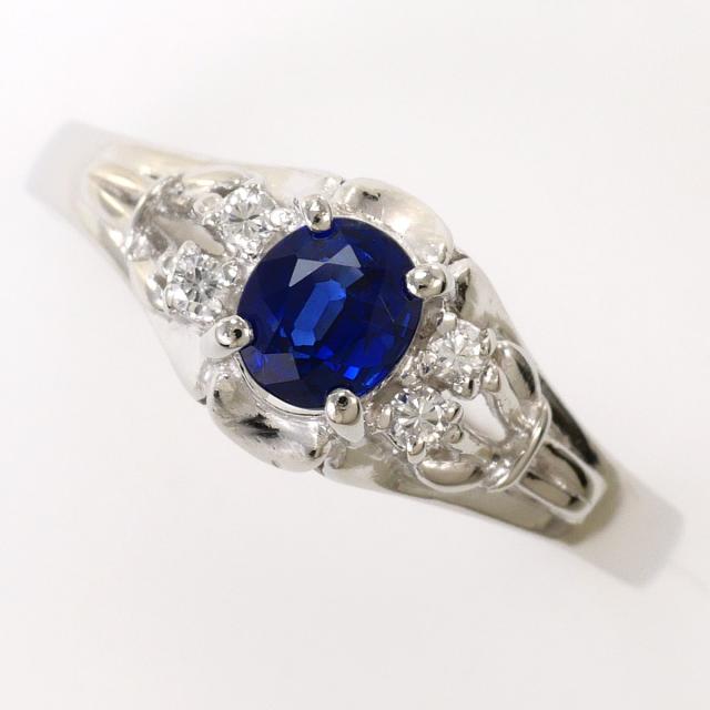 PT900 プラチナ リング・指輪 12号 サファイア 0.48ct ダイヤ 0.51ct 総重量約2.9g ジュエリー 中古