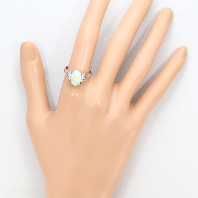 PT900 プラチナ リング・指輪 17号 オパール 1.46ct ダイヤ 0.09ct 総重量約4.9g ジュエリー 中古_6