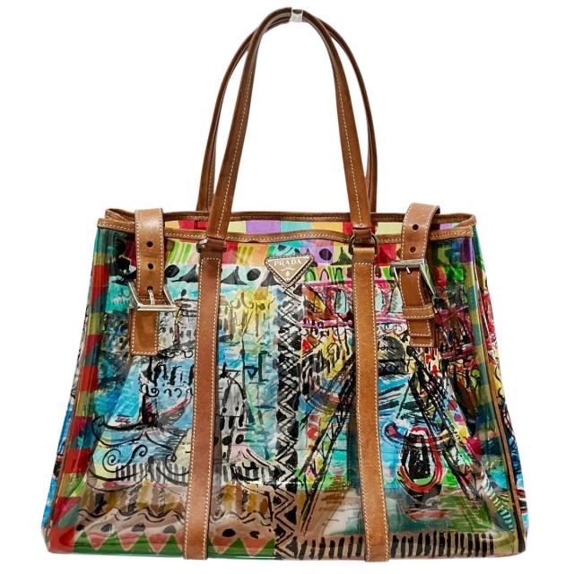 【通常価格より10%OFF】プラダ ベネチアプリント トートバッグ ビニール レザー BR2515 レディース 【中古】 32,058円