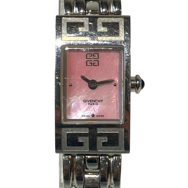 ジバンシー スクエア ヴィンテージ 腕時計 総重量約45.6g SS SS クオーツ ピンクシェル文字盤 REG.96621159 レディース 【中古】