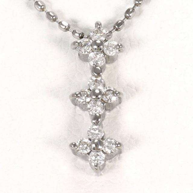 K18 18金 WG ホワイトゴールド ネックレス ダイヤ 0.12ct 総重量約1.8g 約40cm ジュエリー 中古