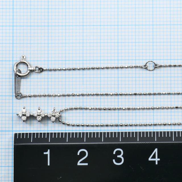 K18 18金 WG ホワイトゴールド ネックレス ダイヤ 0.12ct 総重量約1.8g 約40cm ジュエリー 中古_3
