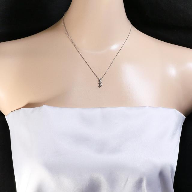 K18 18金 WG ホワイトゴールド ネックレス ダイヤ 0.12ct 総重量約1.8g 約40cm ジュエリー 中古_4