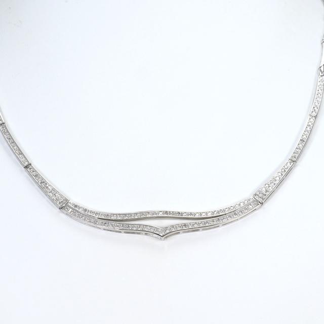 K18 18金 WG ホワイトゴールド ネックレス ダイヤ 1.00 ct カード鑑別書 総重量約20.8g 約43cm ジュエリー 中古