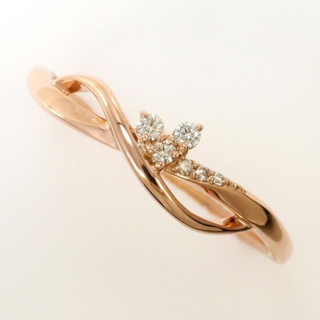 組曲 K10 10金 PG ピンクゴールド リング・指輪 20号 ダイヤ 0.06ct ピンクサファイア 総重量約1.7g ジュエリー 中古