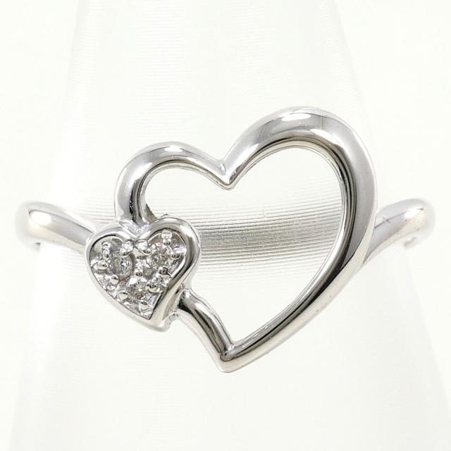 K18 18金 WG ホワイトゴールド リング・指輪 9号 ダイヤ 0.03ct 総重量約1.8g ジュエリー 中古
