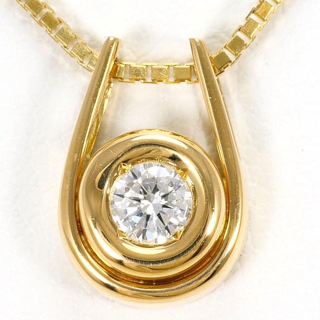 【通常価格より5%OFF】K18 18金 YG イエローゴールド ネックレス ダイヤ 0.11ct 鑑別書 総重量約3.6g 約40cm ジュエリー 中古
