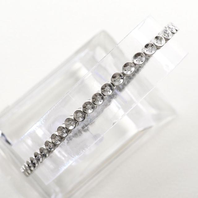 K14 14金 WG ホワイトゴールド ブレスレット ダイヤ 0.55ct カード鑑別書 総重量約9.3g 約17.5cm ジュエリー 中古