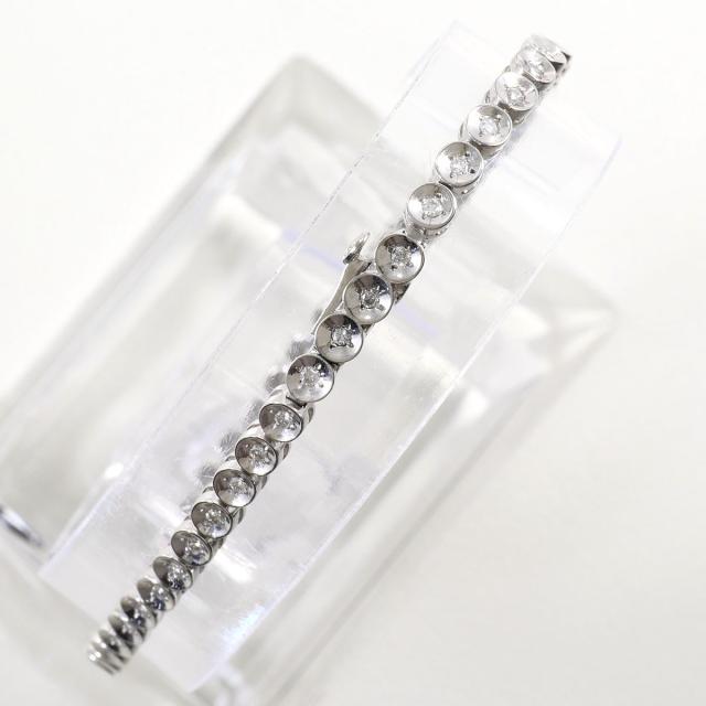 K14 14金 WG ホワイトゴールド ブレスレット ダイヤ 0.55ct カード鑑別書 総重量約9.3g 約17.5cm ジュエリー 中古_2