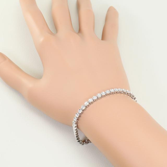 K14 14金 WG ホワイトゴールド ブレスレット ダイヤ 0.55ct カード鑑別書 総重量約9.3g 約17.5cm ジュエリー 中古_4