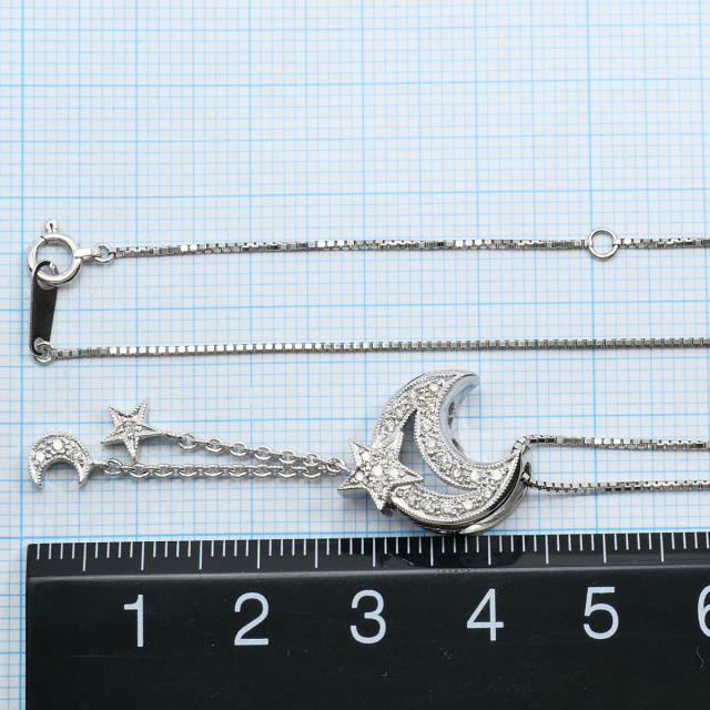 K18 18金 WG ホワイトゴールド ネックレス ダイヤ 0.16ct 鑑別書 総重量約6.8g 約45cm ジュエリー 中古_4