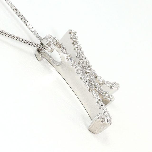 K18 18金 WG ホワイトゴールド ネックレス ダイヤ 0.21ct 鑑別書 総重量約3.5g 約40cm ジュエリー 中古_1