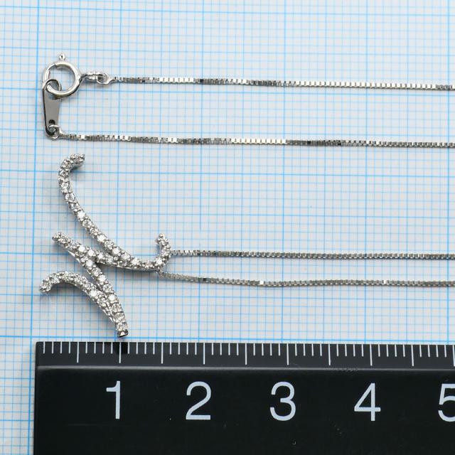 K18 18金 WG ホワイトゴールド ネックレス ダイヤ 0.21ct 鑑別書 総重量約3.5g 約40cm ジュエリー 中古_4