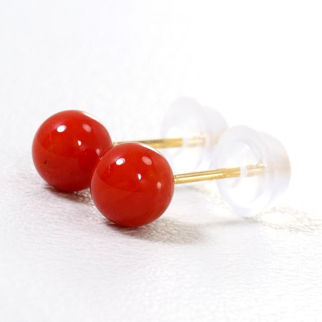 【通常価格より5%OFF】K18 18金 YG イエローゴールド ピアス サンゴ 総重量約0.5g ジュエリー 中古