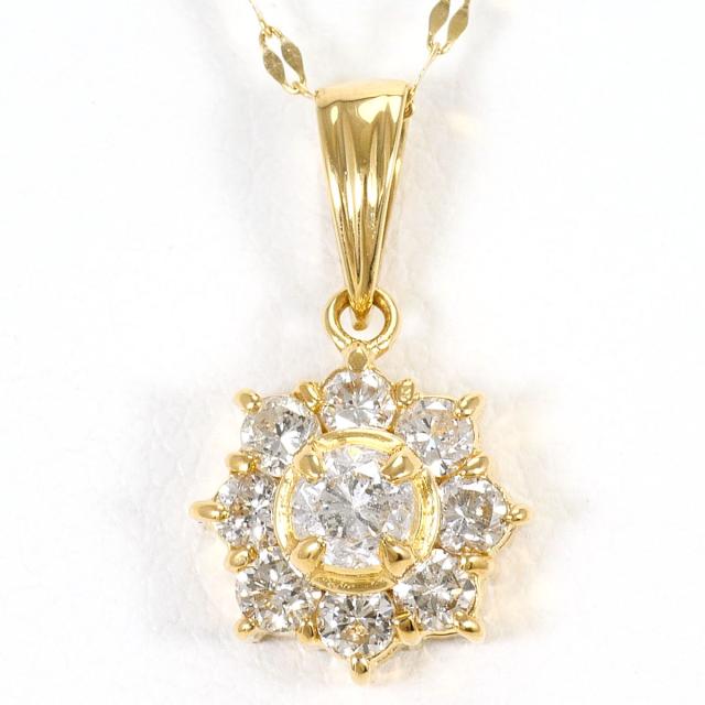 【通常価格より5%OFF】K18 18金 YG イエローゴールド ネックレス ダイヤ 0.50ct 鑑別書 総重量約2.1g 約45cm ジュエリー 中古
