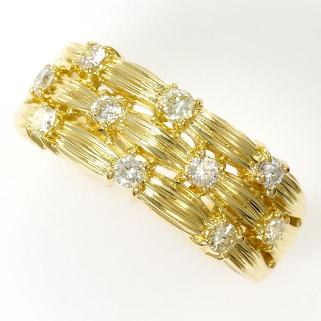 【通常価格より10%OFF】K18 18金 YG イエローゴールド リング・指輪 16.5号 ダイヤ 0.46ct 鑑別書 総重量約7.8g ジュエリー 中古 134,100円