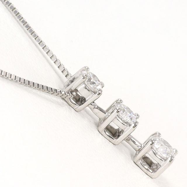 K14 14金 WG ホワイトゴールド ネックレス ダイヤ 0.30ct 総重量約1.3g 約40cm ジュエリー 中古_1