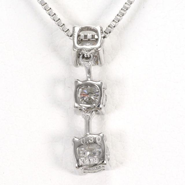 K14 14金 WG ホワイトゴールド ネックレス ダイヤ 0.30ct 総重量約1.3g 約40cm ジュエリー 中古_2