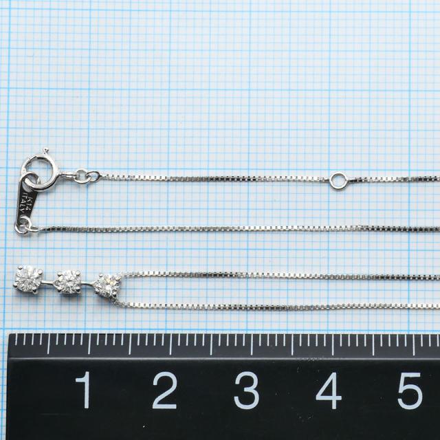 K14 14金 WG ホワイトゴールド ネックレス ダイヤ 0.30ct 総重量約1.3g 約40cm ジュエリー 中古_3