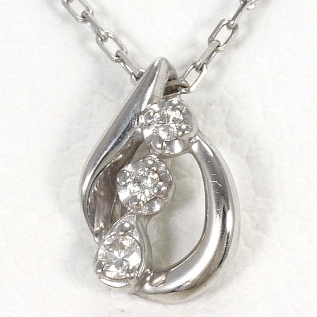 K10 10金 WG ホワイトゴールド ネックレス ダイヤ 0.01ct 総重量約0.7g 約40cm ジュエリー 中古