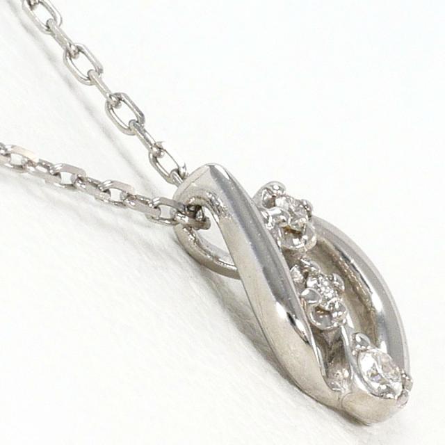 K10 10金 WG ホワイトゴールド ネックレス ダイヤ 0.01ct 総重量約0.7g 約40cm ジュエリー 中古_1