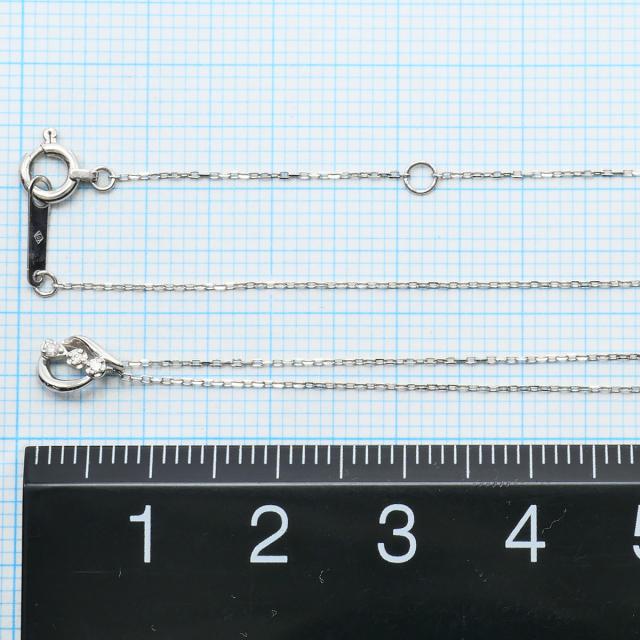 K10 10金 WG ホワイトゴールド ネックレス ダイヤ 0.01ct 総重量約0.7g 約40cm ジュエリー 中古_3
