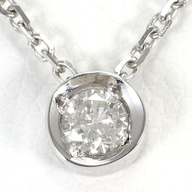 K18 18金 WG ホワイトゴールド ネックレス ダイヤ 0.10ct 総重量約1.7g 約40cm ジュエリー 中古