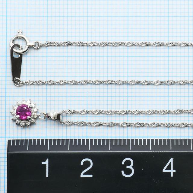 PT900 プラチナ PT850 プラチナ ネックレス ルビー ダイヤ 総重量約2.5g 約40cm ジュエリー 中古_3