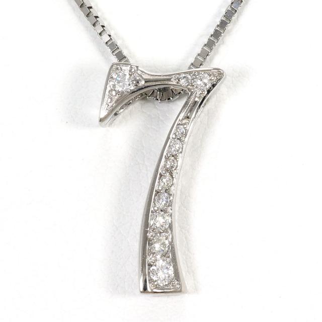 K18 18金 WG ホワイトゴールド ネックレス ダイヤ 0.17ct カード鑑別書 総重量約3.8g 約45cm ジュエリー 中古