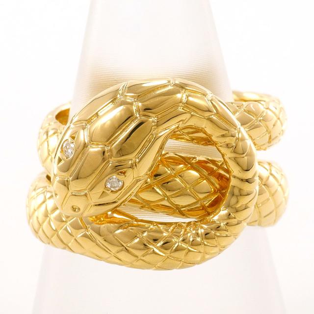 K18 18金 YG イエローゴールド リング・指輪 11.5号 ダイヤ 0.02ct 鑑別書 総重量約9.7g ジュエリー 中古