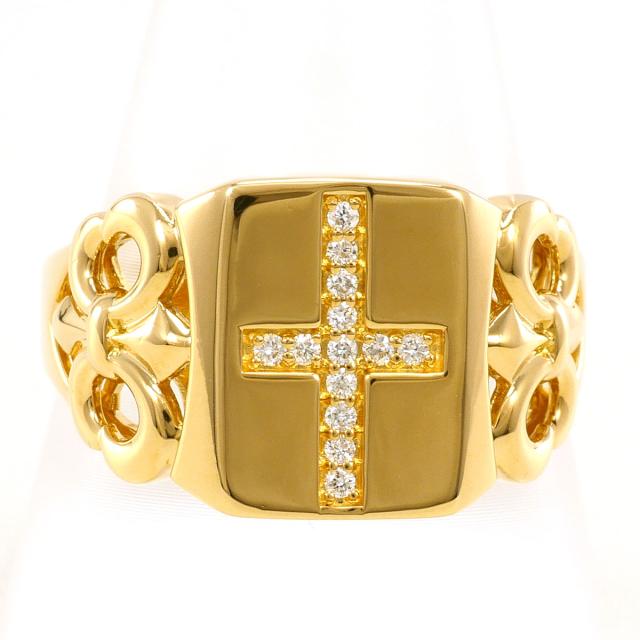 【通常価格より10%OFF】K18 18金 YG イエローゴールド リング・指輪 25号 ダイヤ 0.10ct 鑑別書 総重量約7.5g ジュエリー 中古