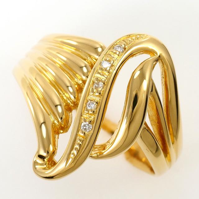 K18 18金 YG イエローゴールド リング・指輪 12.5号 ダイヤ 0.03ct 鑑別書 総重量約5.1g ジュエリー 中古