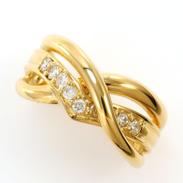 K18 18金 YG イエローゴールド リング・指輪 8号 ダイヤ 0.18ct 鑑別書 総重量約5.1g ジュエリー 中古