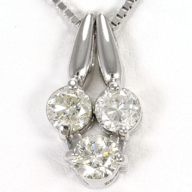K18 18金 WG ホワイトゴールド K14 14金 WG ホワイトゴールド ネックレス ダイヤ 1.00ct 鑑別書 総重量約3.7g 約40cm ジュエリー 中古_1