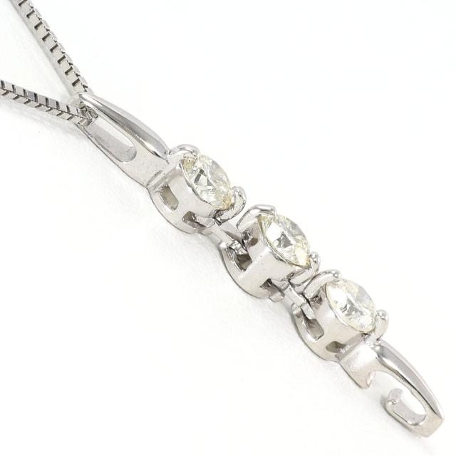 K18 18金 WG ホワイトゴールド K14 14金 WG ホワイトゴールド ネックレス ダイヤ 1.00ct 鑑別書 総重量約3.7g 約40cm ジュエリー 中古_2