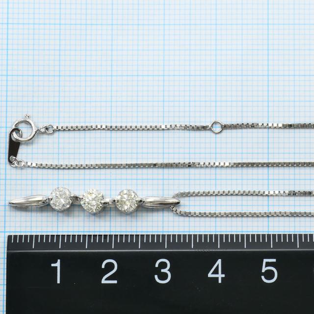K18 18金 WG ホワイトゴールド K14 14金 WG ホワイトゴールド ネックレス ダイヤ 1.00ct 鑑別書 総重量約3.7g 約40cm ジュエリー 中古_5