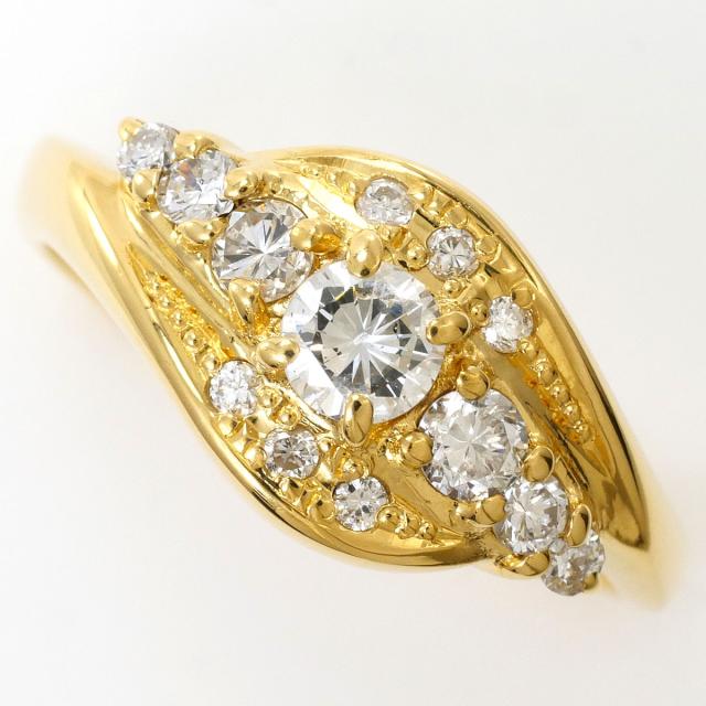 【通常価格より5%OFF】K18 18金 YG イエローゴールド リング・指輪 9.5号 ダイヤ 0.20ct ダイヤ 0.31ct 鑑別書 総重量約4.0g ジュエリー 中古 93,005円