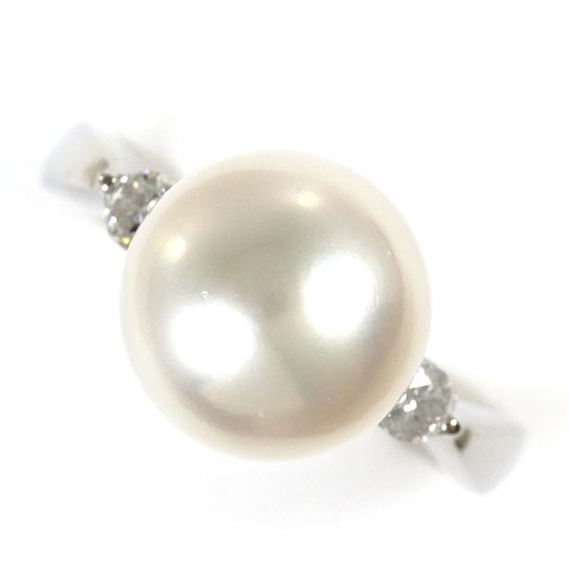 【通常価格より5%OFF】PT900 プラチナ リング・指輪 8号 パール ダイヤ 0.14ct 総重量約4.2g ジュエリー 中古
