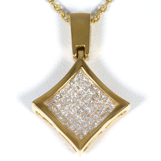 【通常価格より5%OFF】K18 18金 YG イエローゴールド ネックレス ダイヤ 1.00ct 鑑別書 総重量約10.8g 約51cm ジュエリー 中古