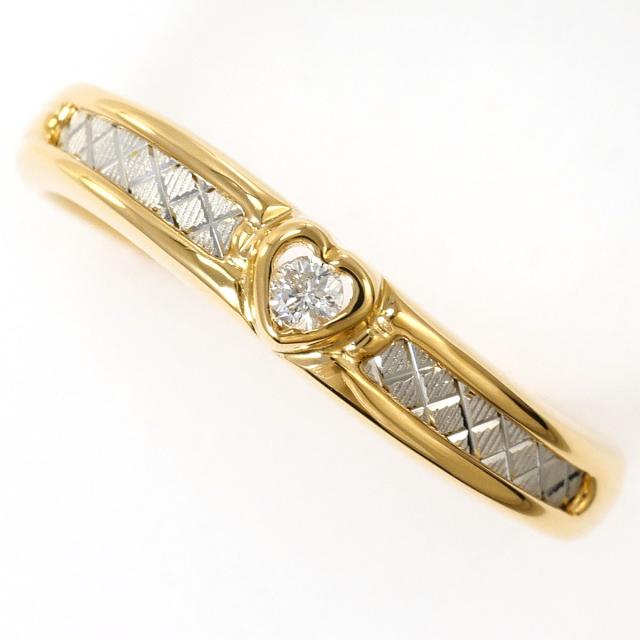 【通常価格より5%OFF】PT900 プラチナ K18 18金 YG イエローゴールド リング・指輪 11号 ダイヤ 0.034ct 総重量約1.8g ジュエリー 中古 30,752円