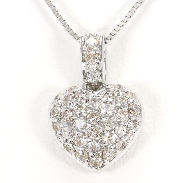 K18 18金 WG ホワイトゴールド ネックレス ダイヤ 0.30ct 鑑別書 総重量約3.2g 約50cm ジュエリー 中古