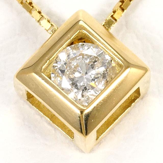 K18 18金 YG イエローゴールド ネックレス ダイヤ 0.10ct 総重量約1.1g 約40cm ジュエリー 中古