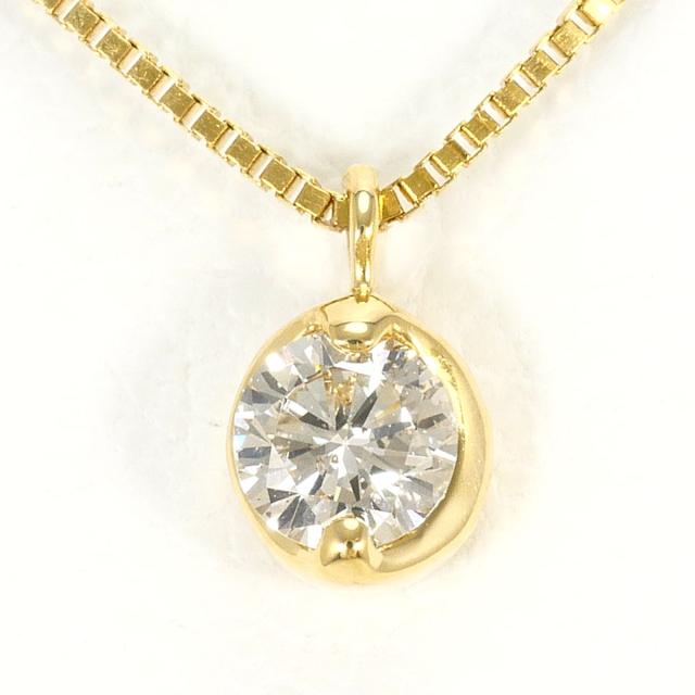 K18 18金 YG イエローゴールド ネックレス ダイヤ 0.10ct 総重量約1.0g 約40cm ジュエリー 中古 32,370円