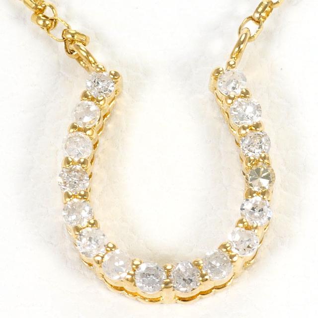 K18 18金 YG イエローゴールド ネックレス ダイヤ 0.10ct 総重量約1.2g 約40cm ジュエリー 中古