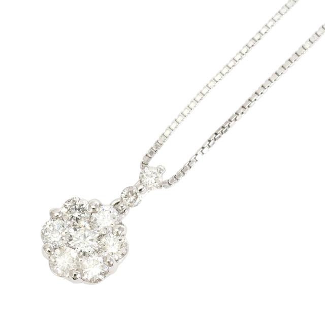 K18 18金 WG ホワイトゴールド ネックレス ダイヤ 0.50ct 鑑別書 約45cm 総重量約3.1g ジュエリー 中古