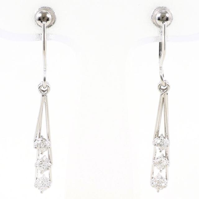 K14 14金 WG ホワイトゴールド イヤリング ダイヤ 0.15ct 総重量約2.1g ジュエリー 中古