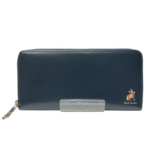 ポール・スミス マーケトリーストライプラビット　ラウンドファスナー 長財布 レザー ユニセックス 【中古】 7,784円