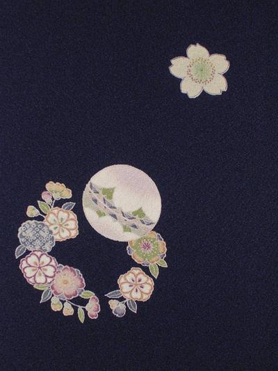 ★正絹小紋着尺★濃紺地に四君子柄ｎｏ１３ ☆正絹小紋着尺☆濃紺地に四君子柄no13